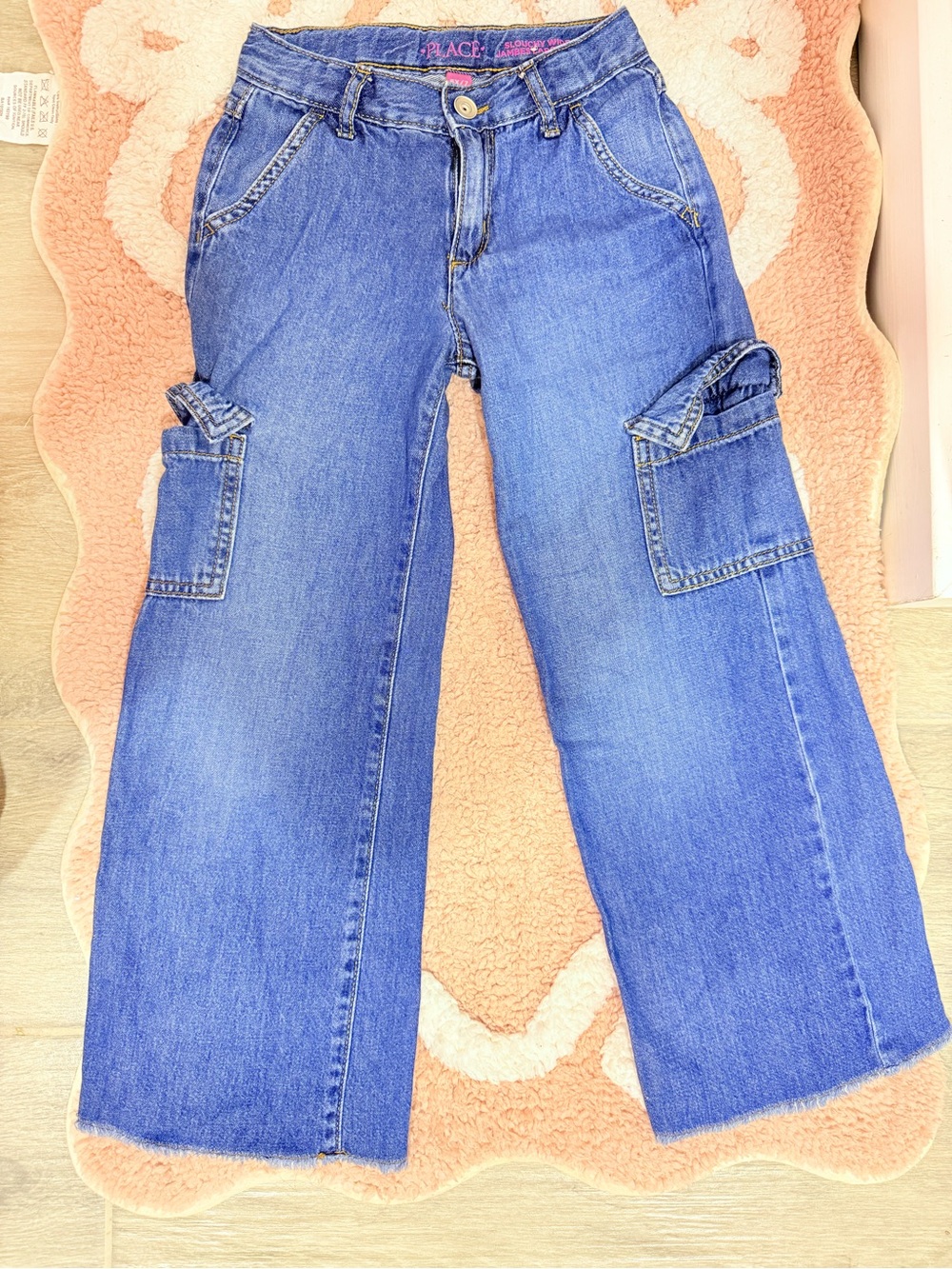 The Children's Place Girls Blue Denim Cargo Jeans